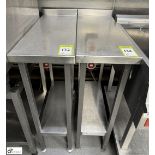 3 stainless steel Side Tables, 300mm x 750mm x 900mm, with under shelf (location in building - level