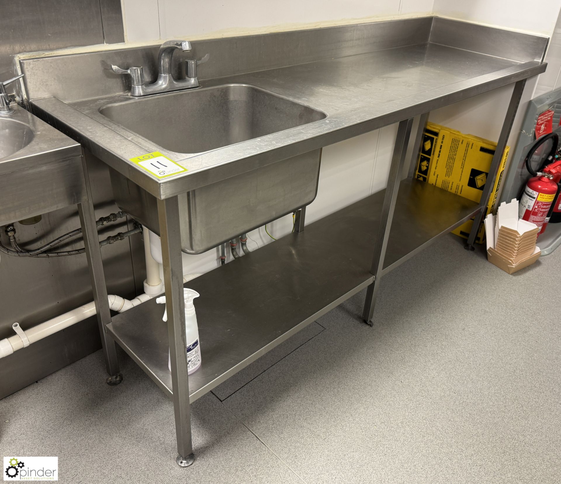 Stainless steel single bowl Sink, 890mm x 600mm x 900mm (location in building – basement kitchen 1) - Bild 2 aus 4