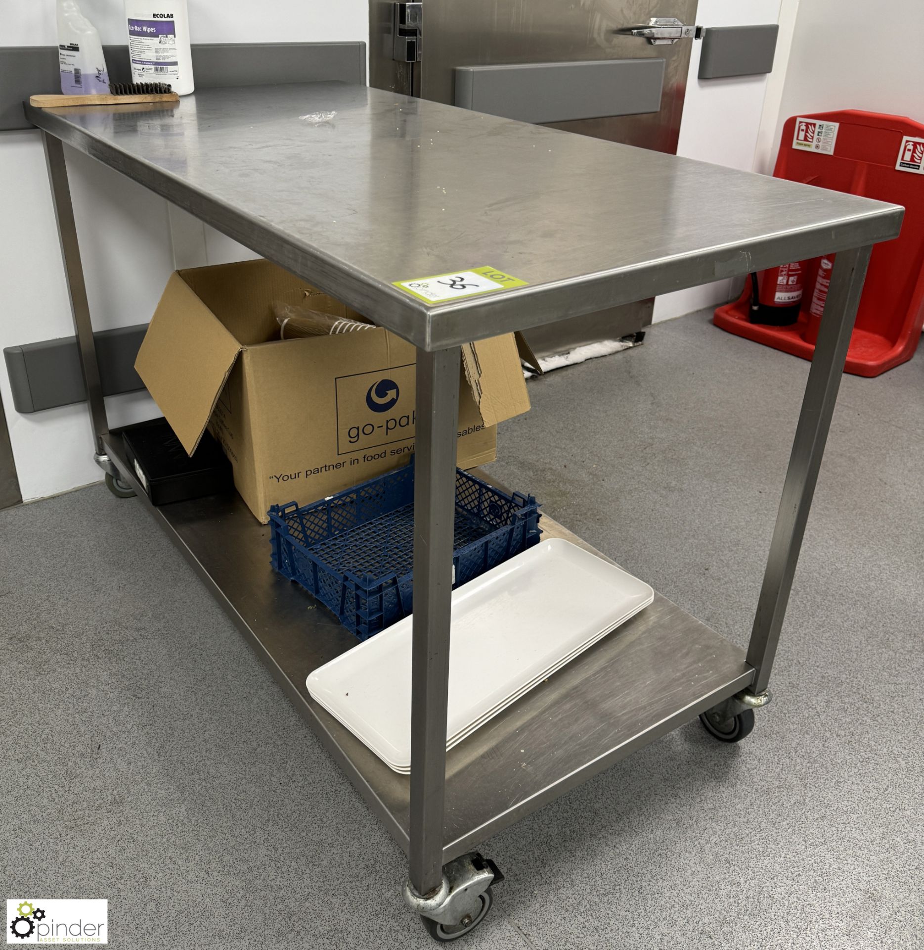 Stainless steel mobile Preparation Table, 1400mm x 700mm x 900mm (location in building – basement - Image 3 of 4