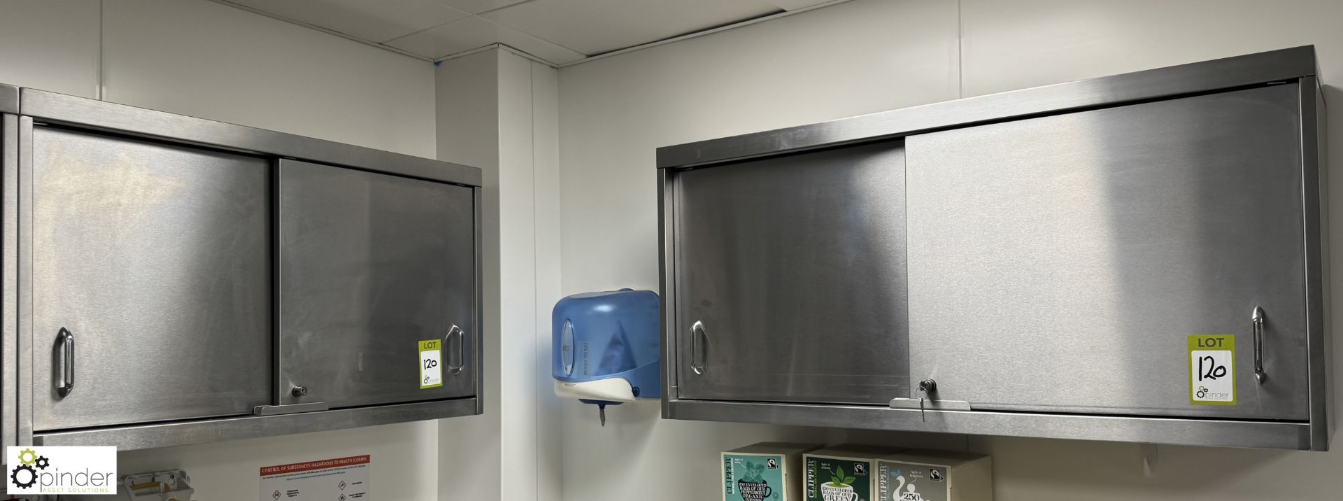 2 stainless steel wall mounted Cabinets, 1000mm x 300mm x 600mm (location in building - level 7)