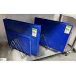 6 blue Nylon Chopping Boards and 2 Stands (location in building – basement kitchen 2)