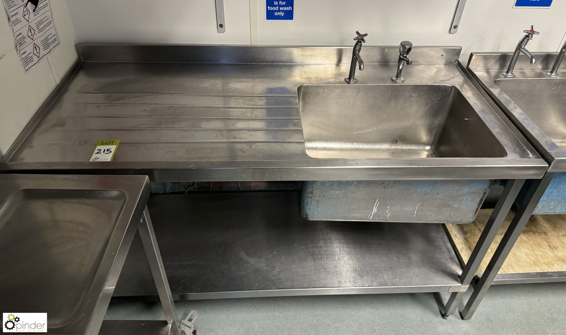 Stainless steel single bowl Sink, 1500mm x 700mm x 880mm (location in building - level 23 kitchen) - Image 2 of 4