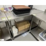 Stainless steel mobile Preparation Table, 1400mm x 700mm x 890mm, with rear lip and under shelf (