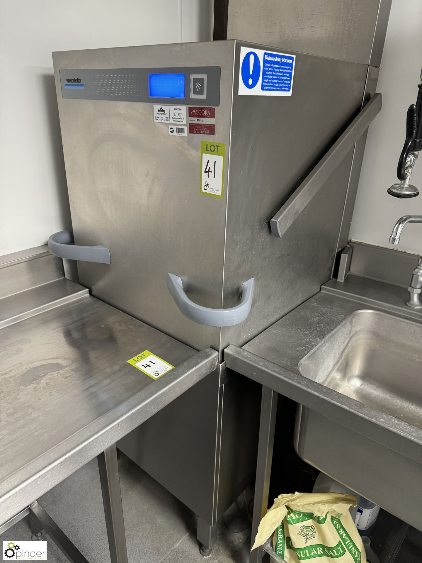 Commercial Dish Wash System, comprising Winterhalter stainless steel single tray dishwasher - Image 6 of 11