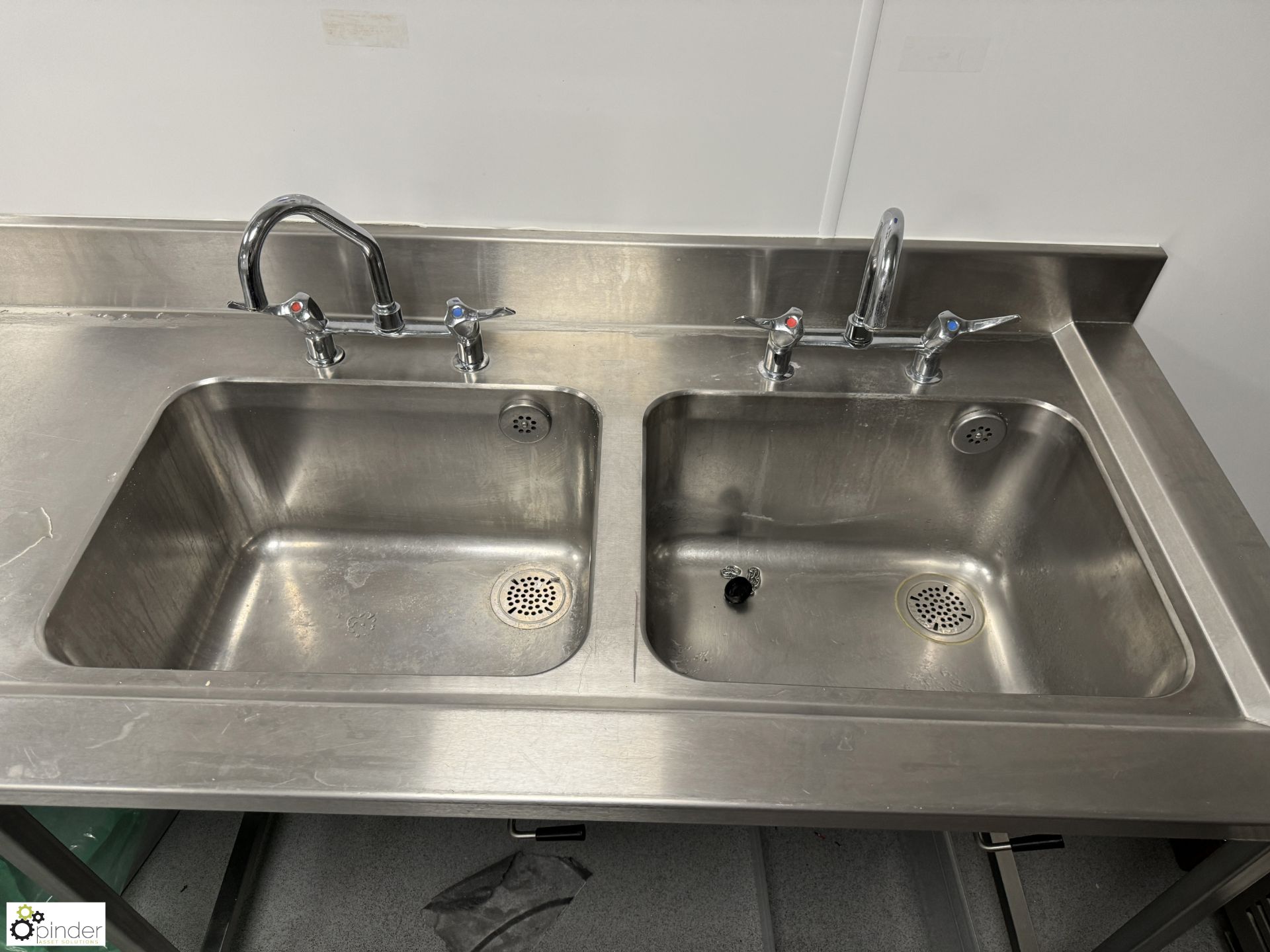 Stainless steel twin bowl Sink, 1800mm x 700mm x 880mm (location in building – basement kitchen 2) - Image 3 of 4