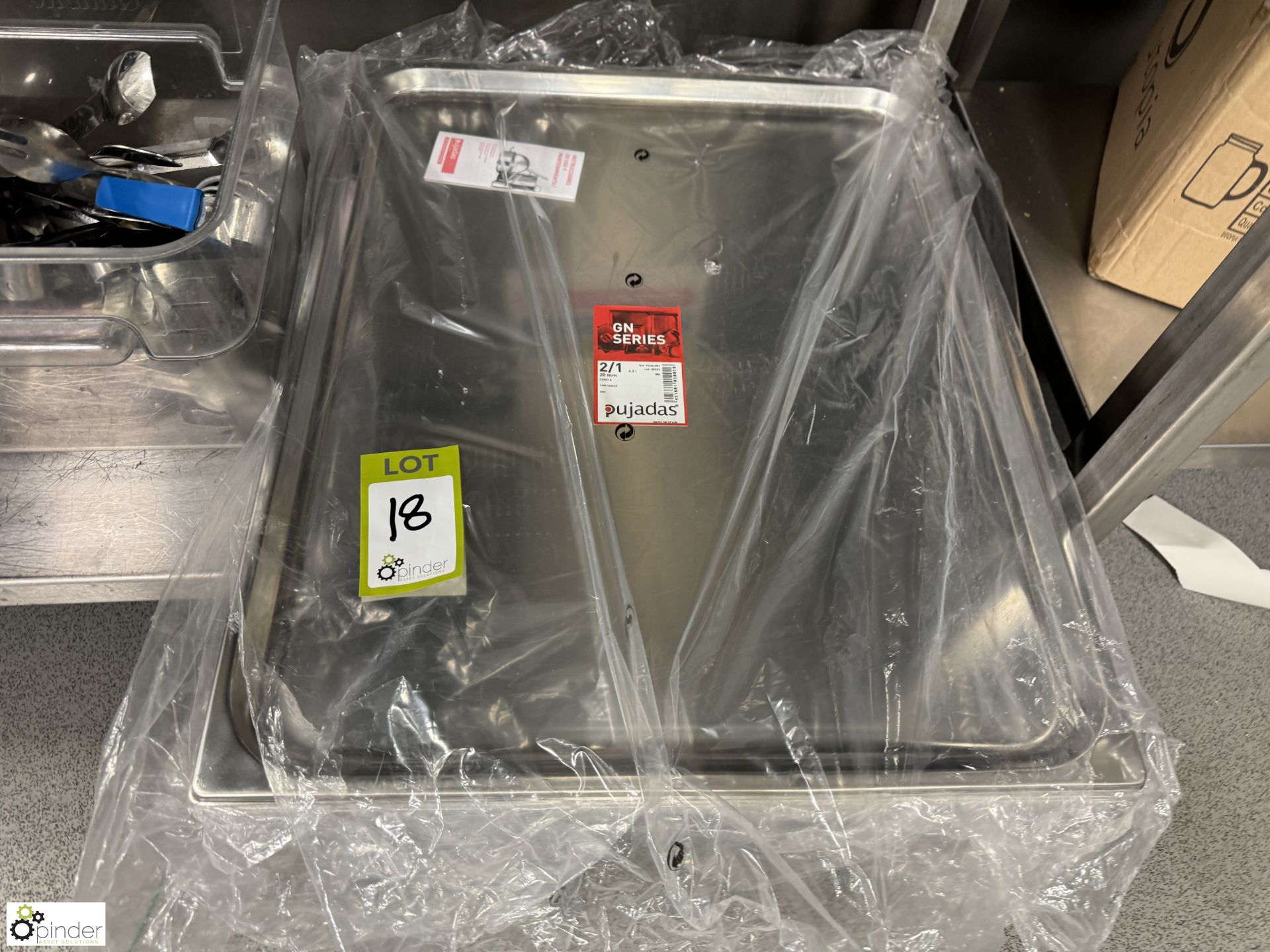 Quantity various Utensils and unused stainless steel Trays (location in building – basement - Image 2 of 6