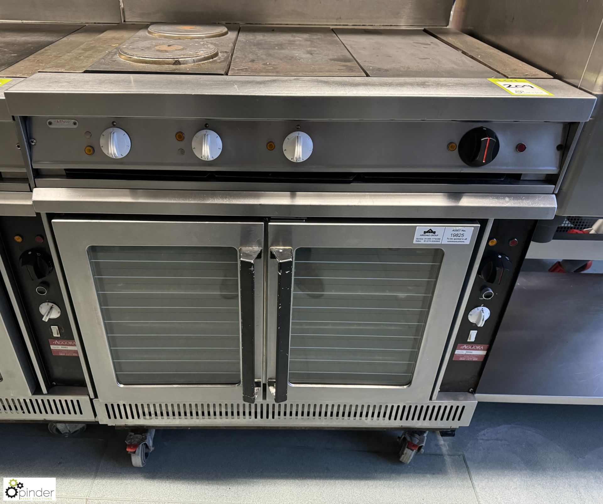 Stainless steel mobile electric double door Oven, 415volts, 900mm x 750mm x 1000mm, with 2 hobs - Image 2 of 5