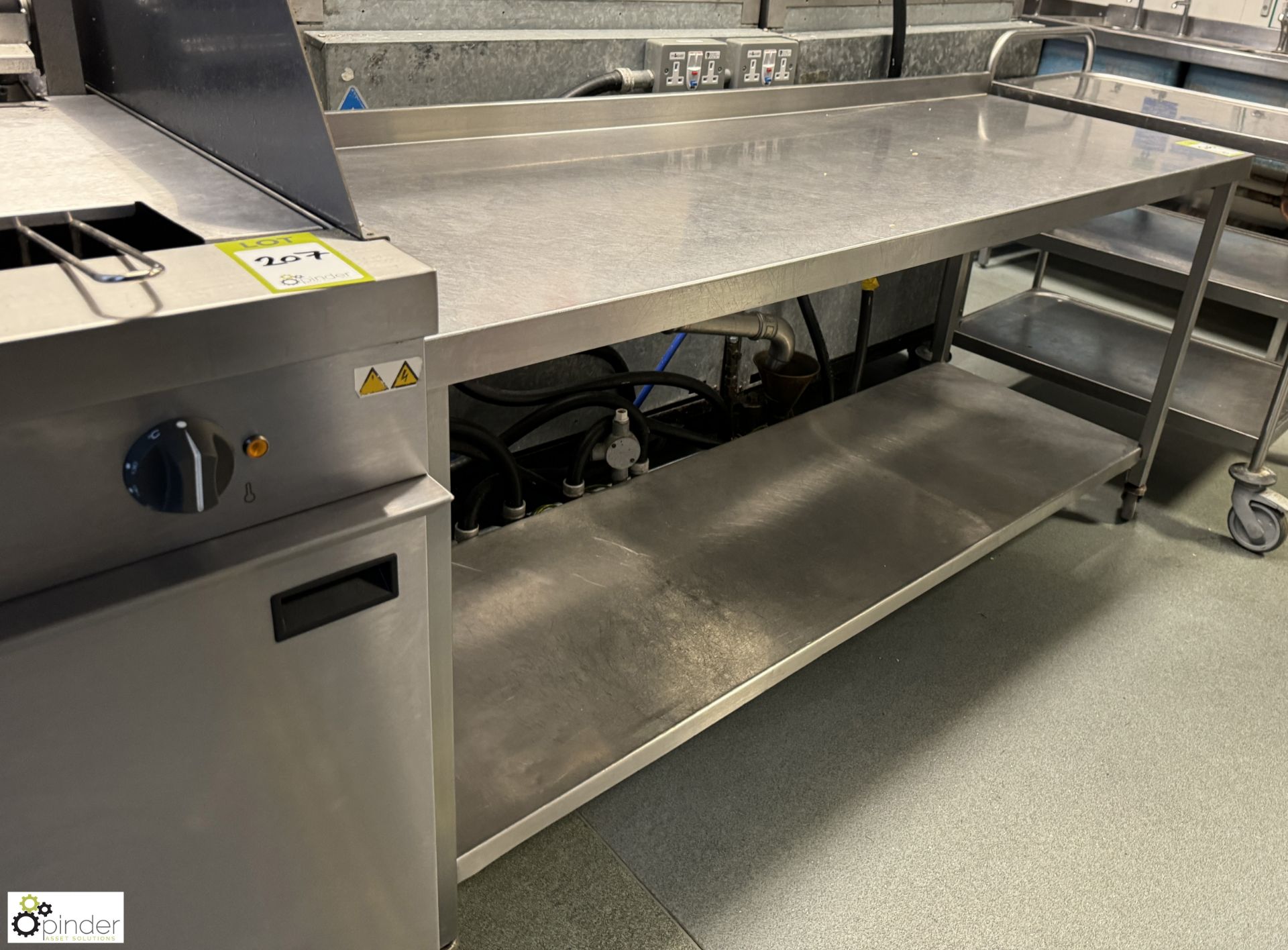 Stainless steel mobile Preparation Table, 1750mm x 620mm x 830mm, with under shelf (location in - Image 2 of 3