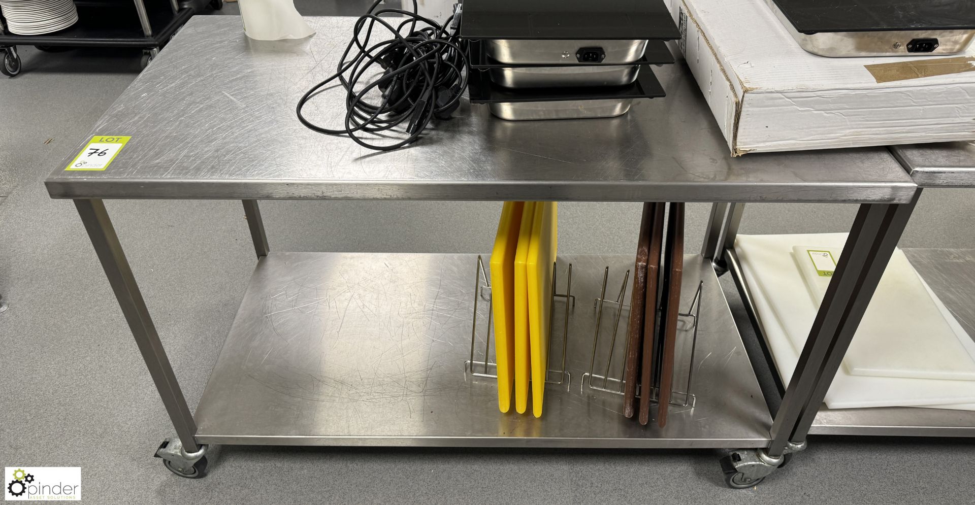 Stainless steel mobile Preparation Table, 1400mm x 700mm x 890mm, with under shelf (location in - Image 2 of 3