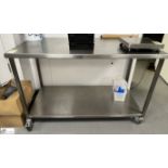 Stainless steel mobile Preparation Table, 1400mm x 700mm x 900mm, with under shelf (location in