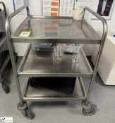 Stainless steel 3-tier Trolley, 600mm x 600mm (location in building – basement kitchen 2)