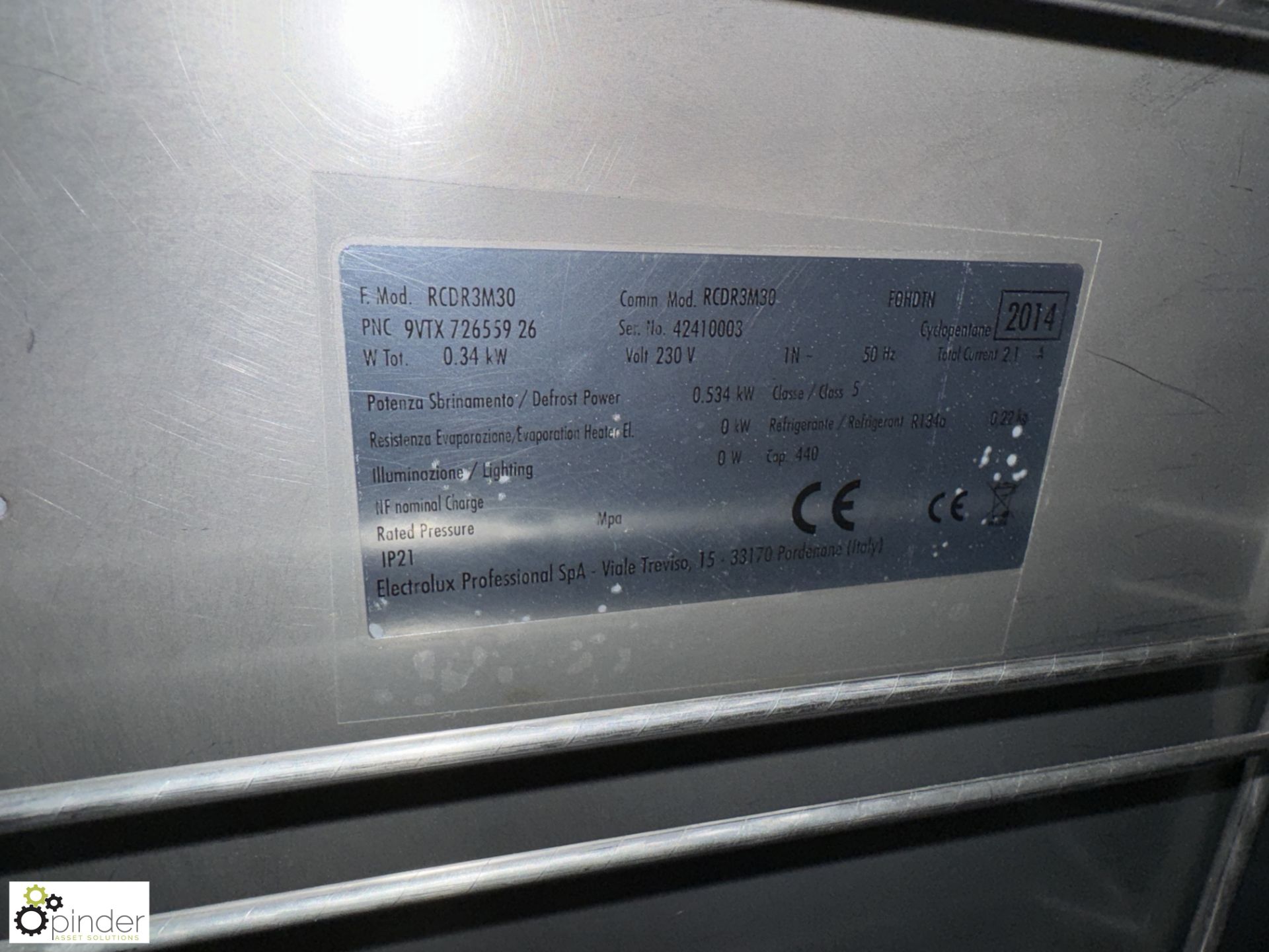 Electrolux RCDR3M30 stainless steel mobile 3-door Chilled Counter, 240volts, 1775mm x 700mm x - Image 5 of 6