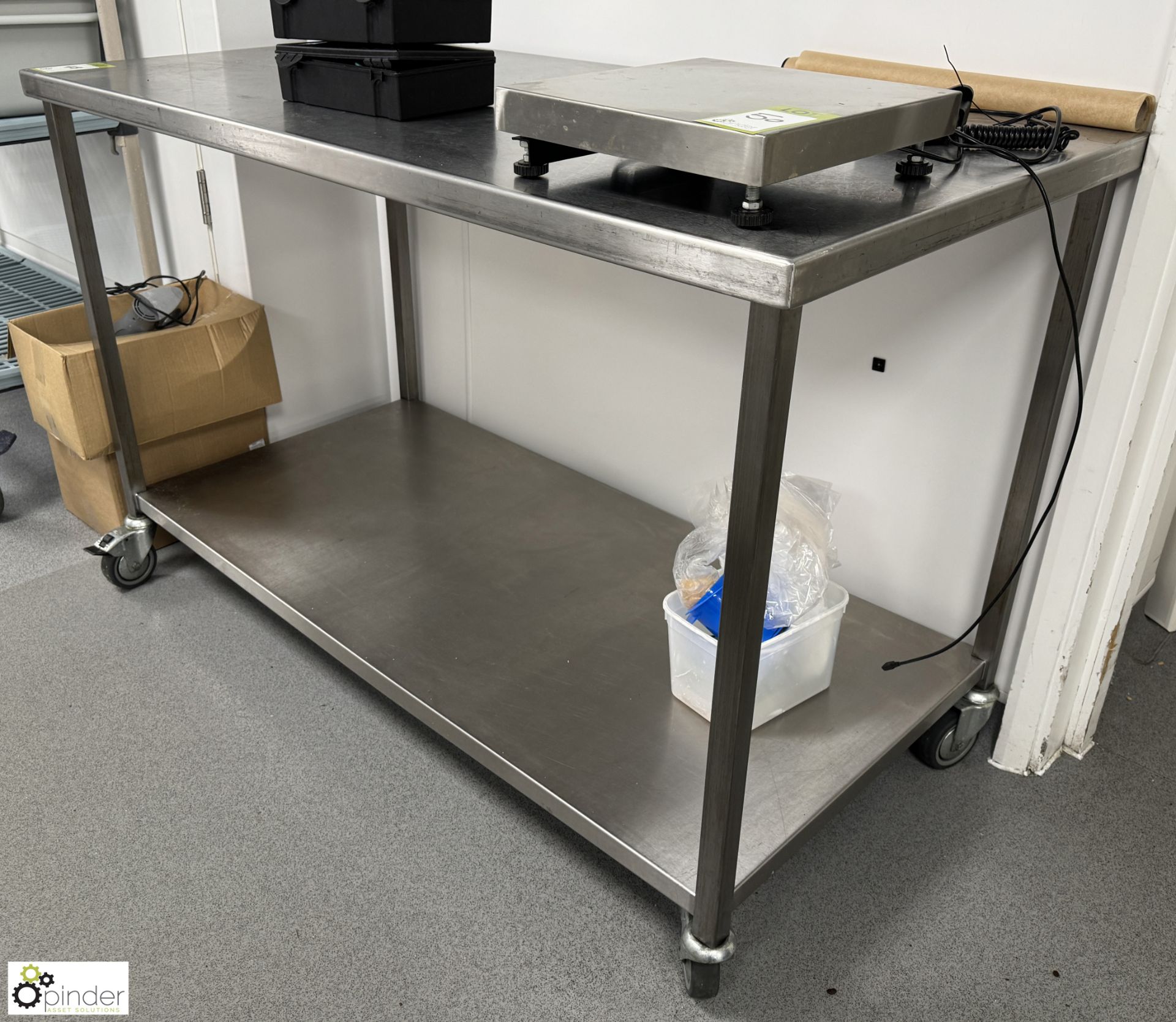 Stainless steel mobile Preparation Table, 1400mm x 700mm x 900mm, with under shelf (location in - Image 2 of 3