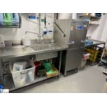 Commercial Dish Wash System, comprising Winterhalter stainless steel single tray dishwasher,