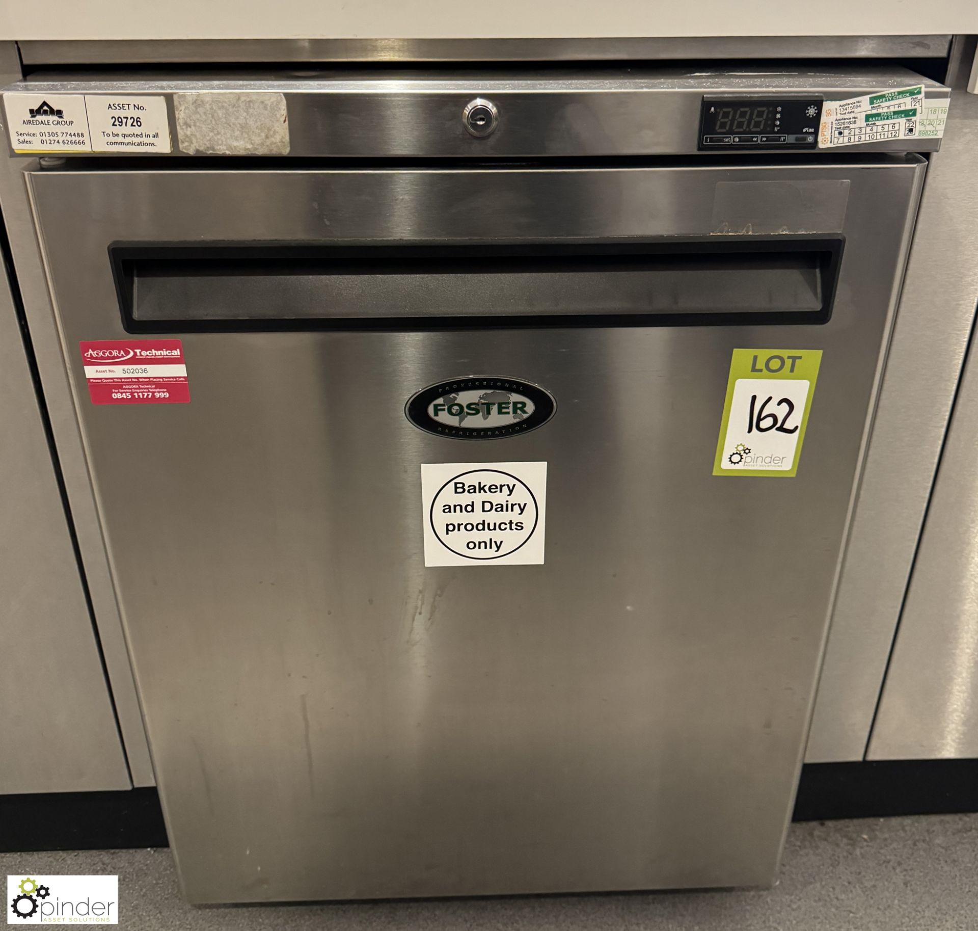 Foster HR150-A stainless steel under counter Fridge, 240volts (location in building - level 11