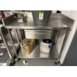 Stainless steel mobile Preparation Table, 1000mm x 600mm x 880mm, with utensil drawer and under