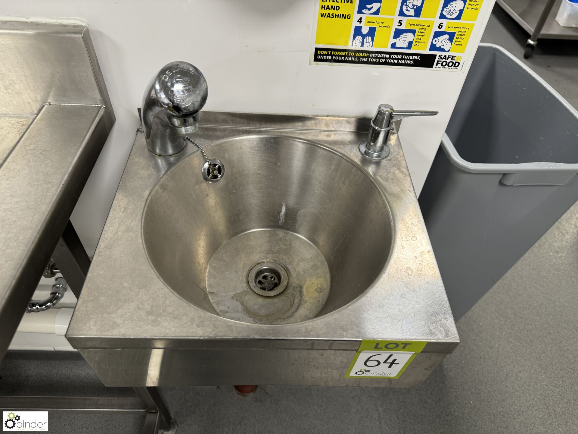 Stainless steel Hand Wash Basin, 380mm x 330mm (location in building – basement kitchen 2) - Image 2 of 3