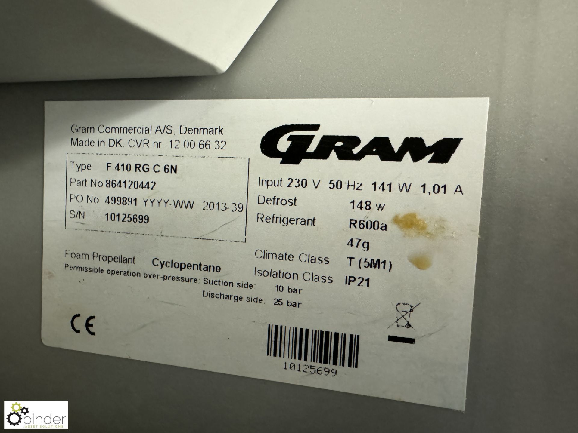 Gram F410 RGC 6N mobile stainless steel single door Freezer, 240volts, 600mm x 650mm x 1900mm ( - Image 4 of 5