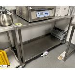 Stainless steel mobile Preparation Table, 1400mm x 700mm x 890mm, with rear lip and under shelf (