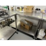 Stainless steel mobile Preparation Table, 1400mm x 700mm x 890mm, with under shelf (location in