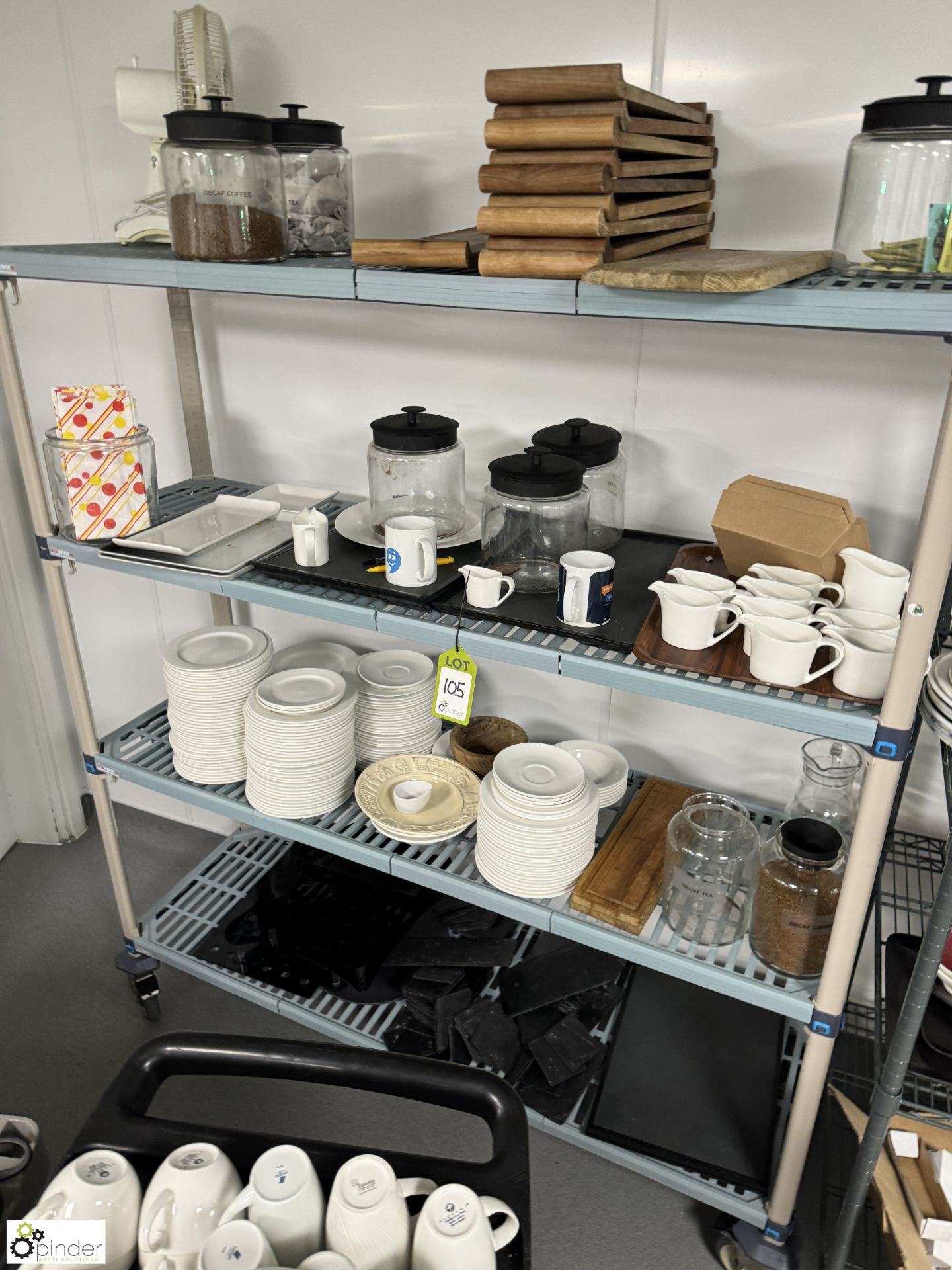 2 various Racks and Contents, including crockery, jars, etc (location in building – basement kitchen - Image 4 of 7