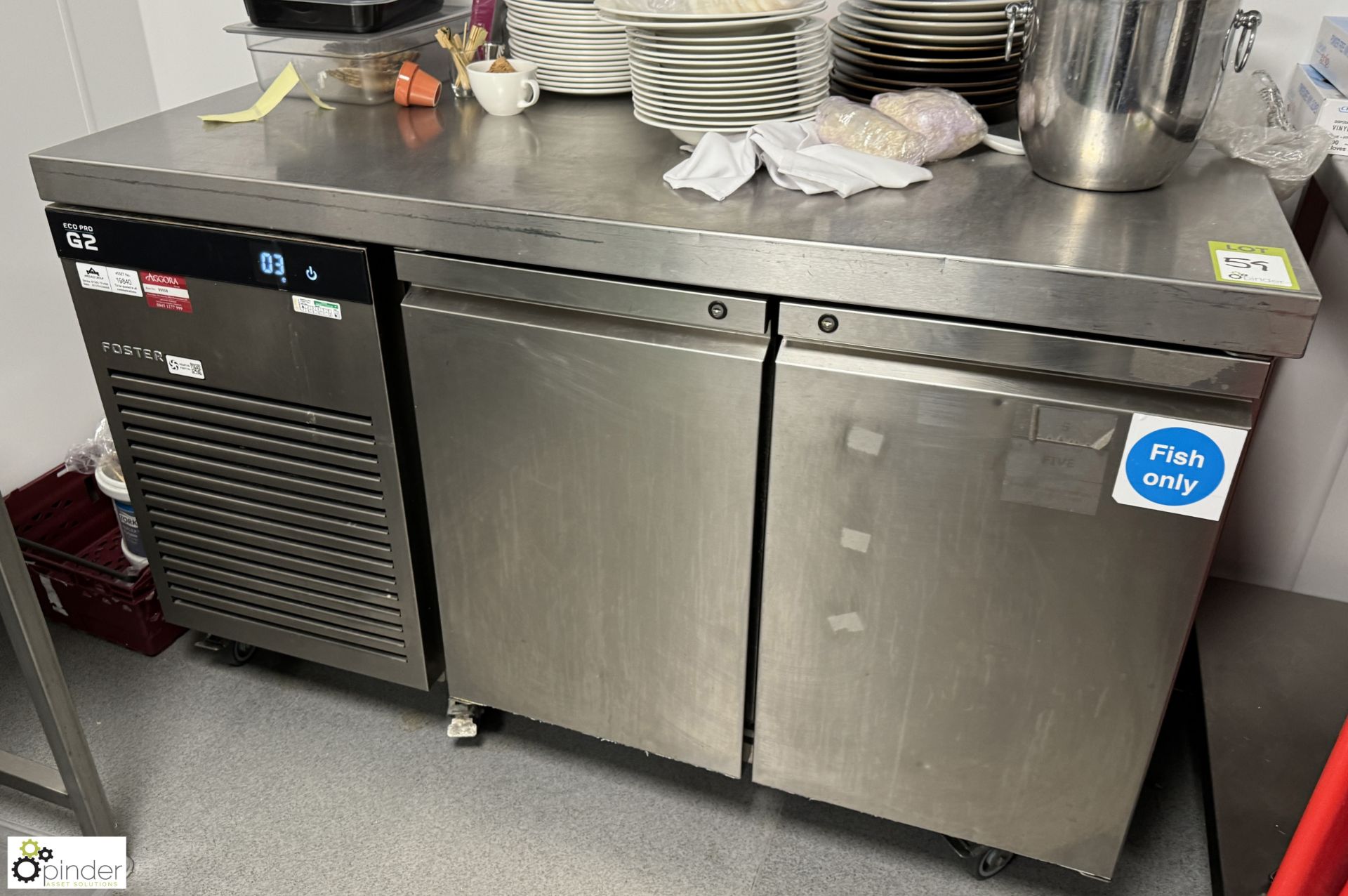 Foster Eco Pro G2 EP1/2H stainless steel mobile double door Fridge Counter, 240volts, 1420mm x 700mm - Image 2 of 6