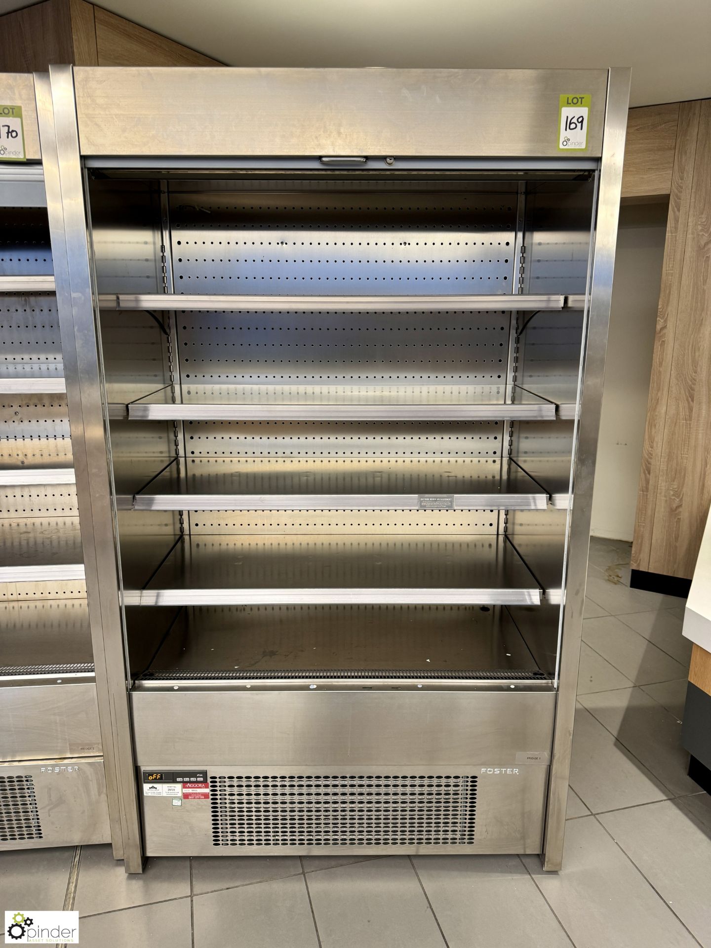 Foster stainless steel shutter front Chilled Display Unit, 240volts, 1200mm x 780mm x 2000mm (