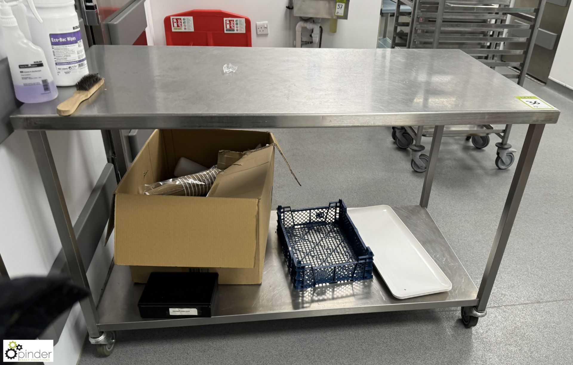 Stainless steel mobile Preparation Table, 1400mm x 700mm x 900mm (location in building – basement - Image 2 of 4