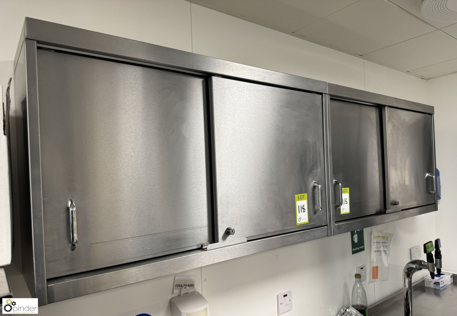 2 stainless steel wall mounted Cabinets, 1000mm x 300mm x 600mm (location in building - level 7)