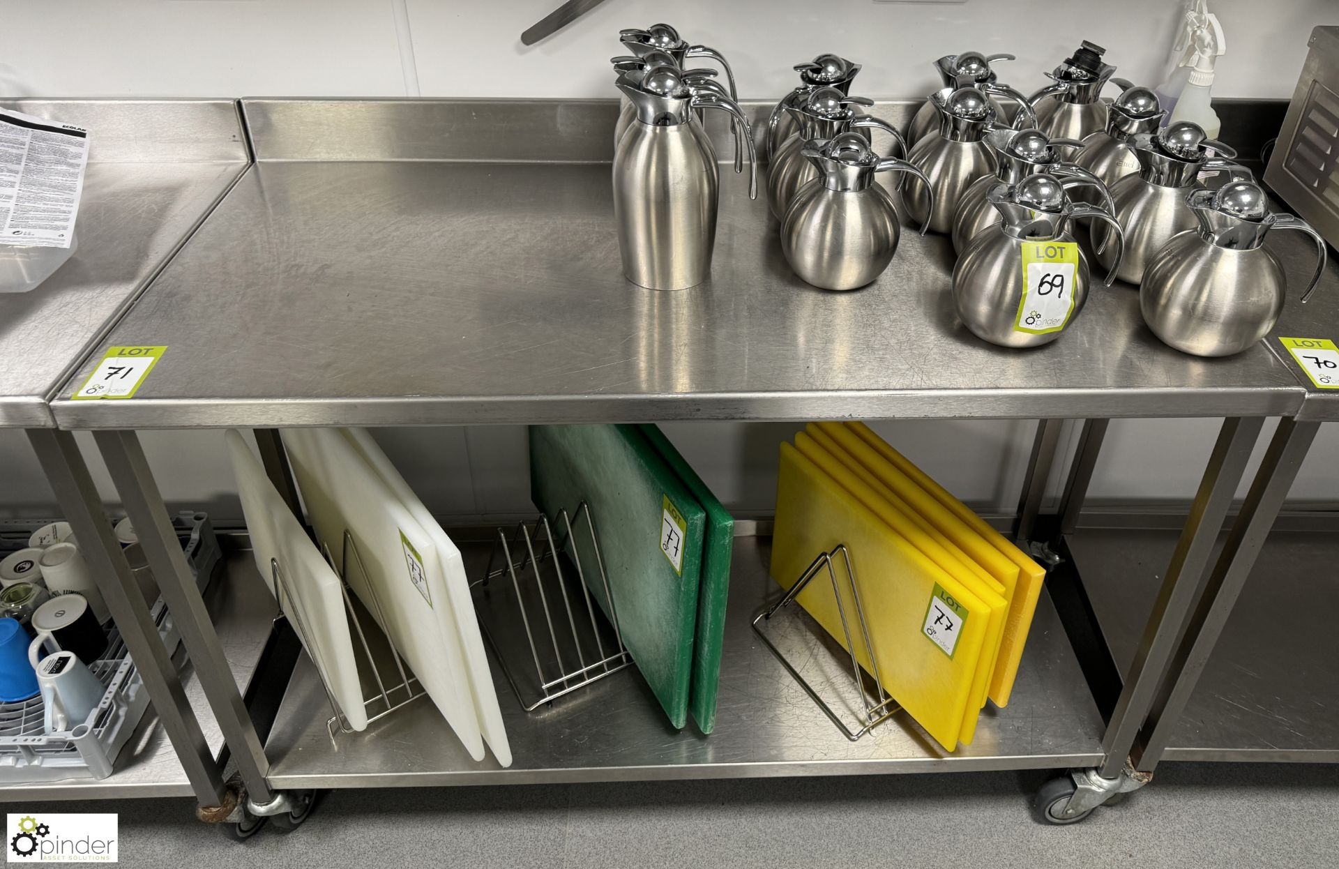 Stainless steel mobile Preparation Table, 1400mm x 700mm x 890mm, with rear lip and under shelf ( - Image 2 of 3