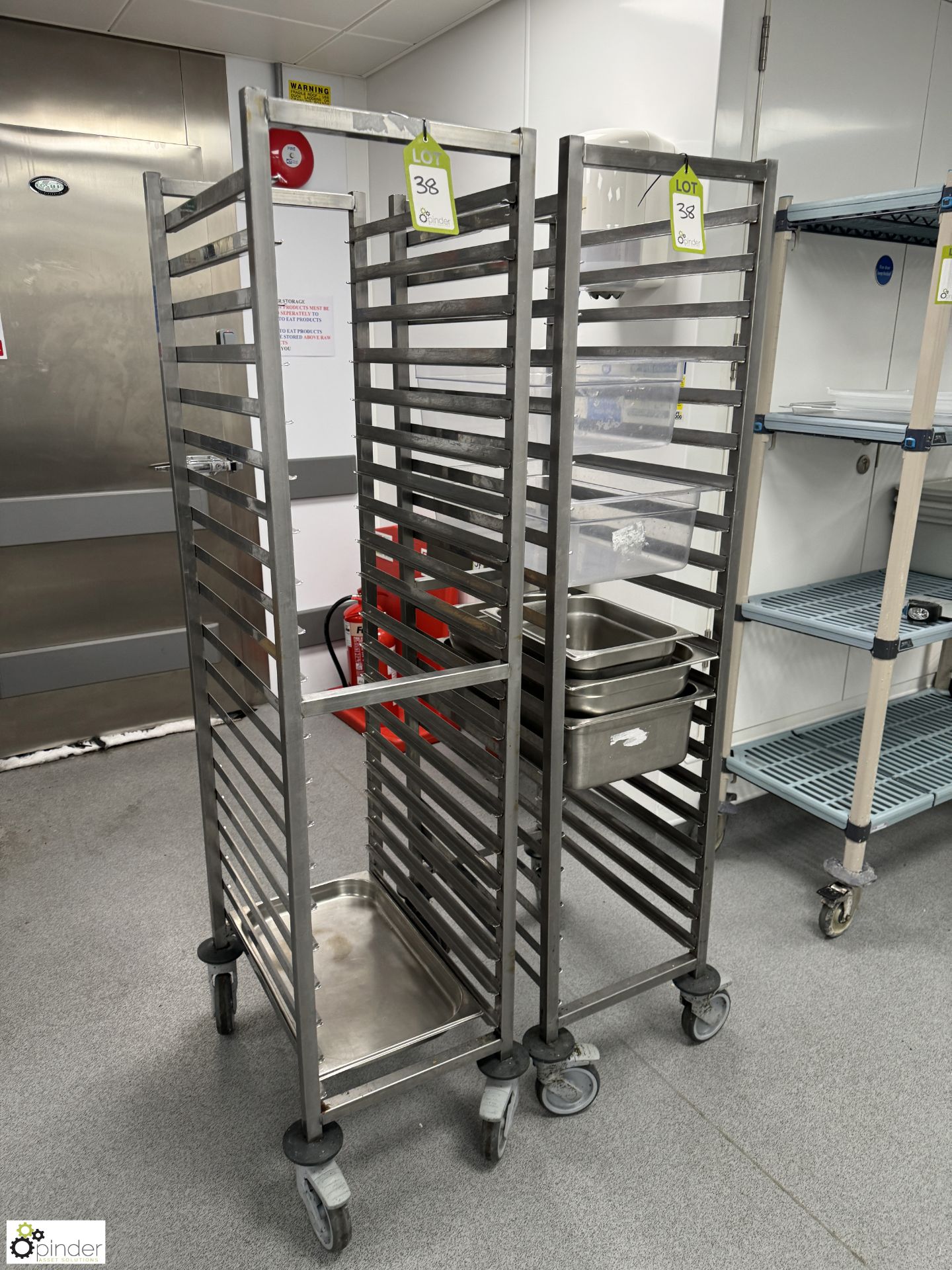 2 stainless steel multi tray Trolleys (location in building – basement kitchen 2)