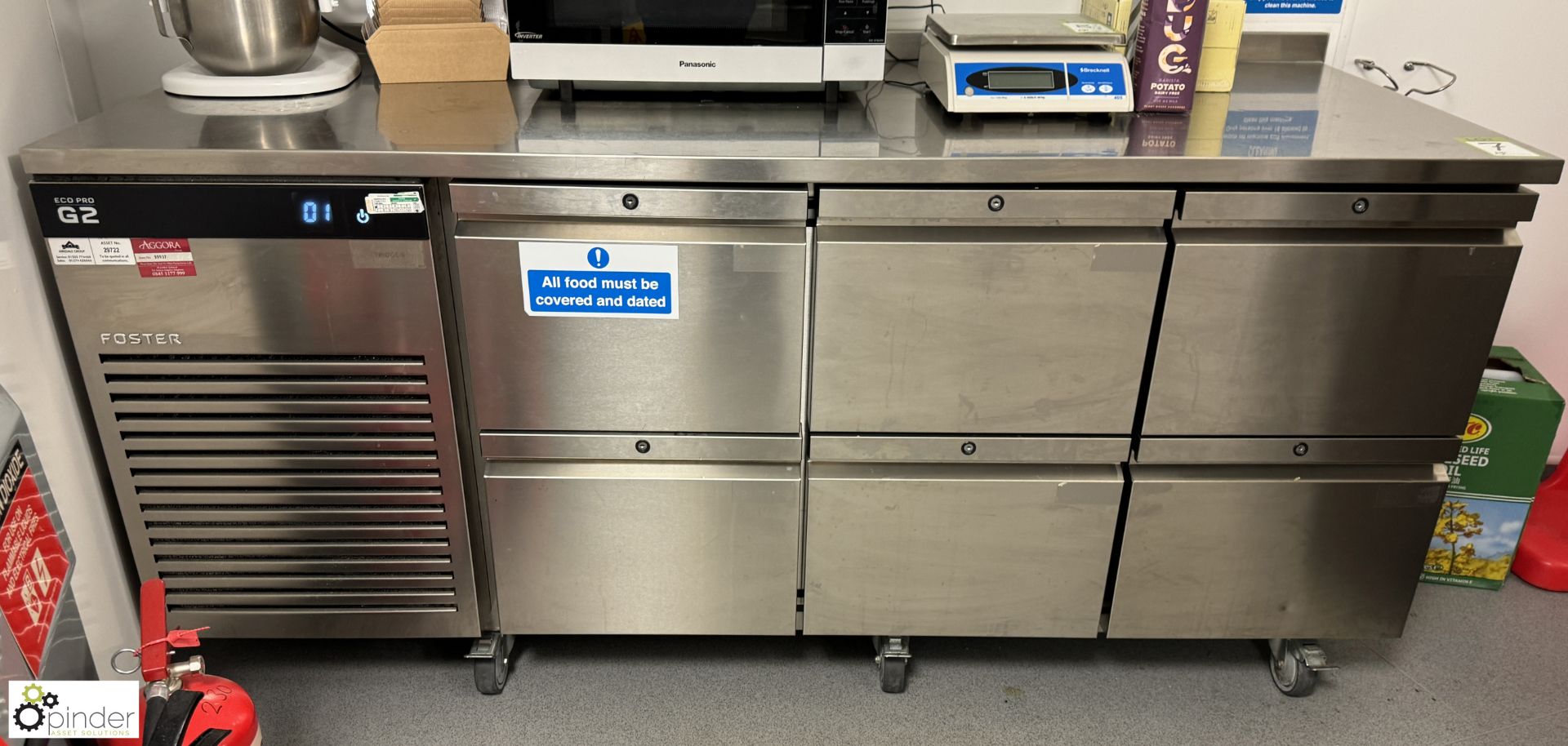 Foster G2 mobile stainless steel 6-drawer Chilled Counter, 240volts, 1870mm x 700mm x 880mm (