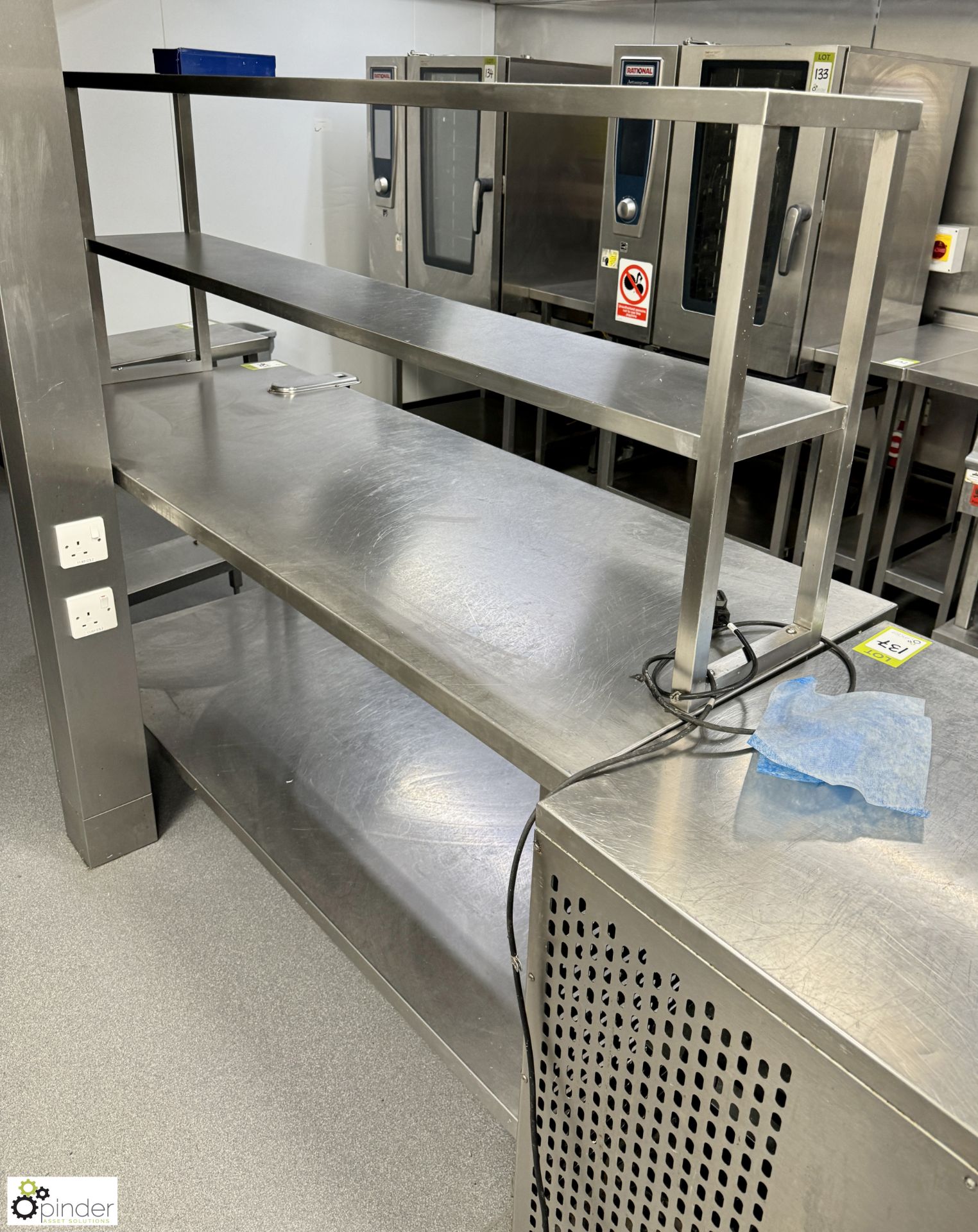Stainless steel mobile Preparation Table, 1900mm x 700mm x 1600mm max, with 2 shelves (location in - Image 2 of 4