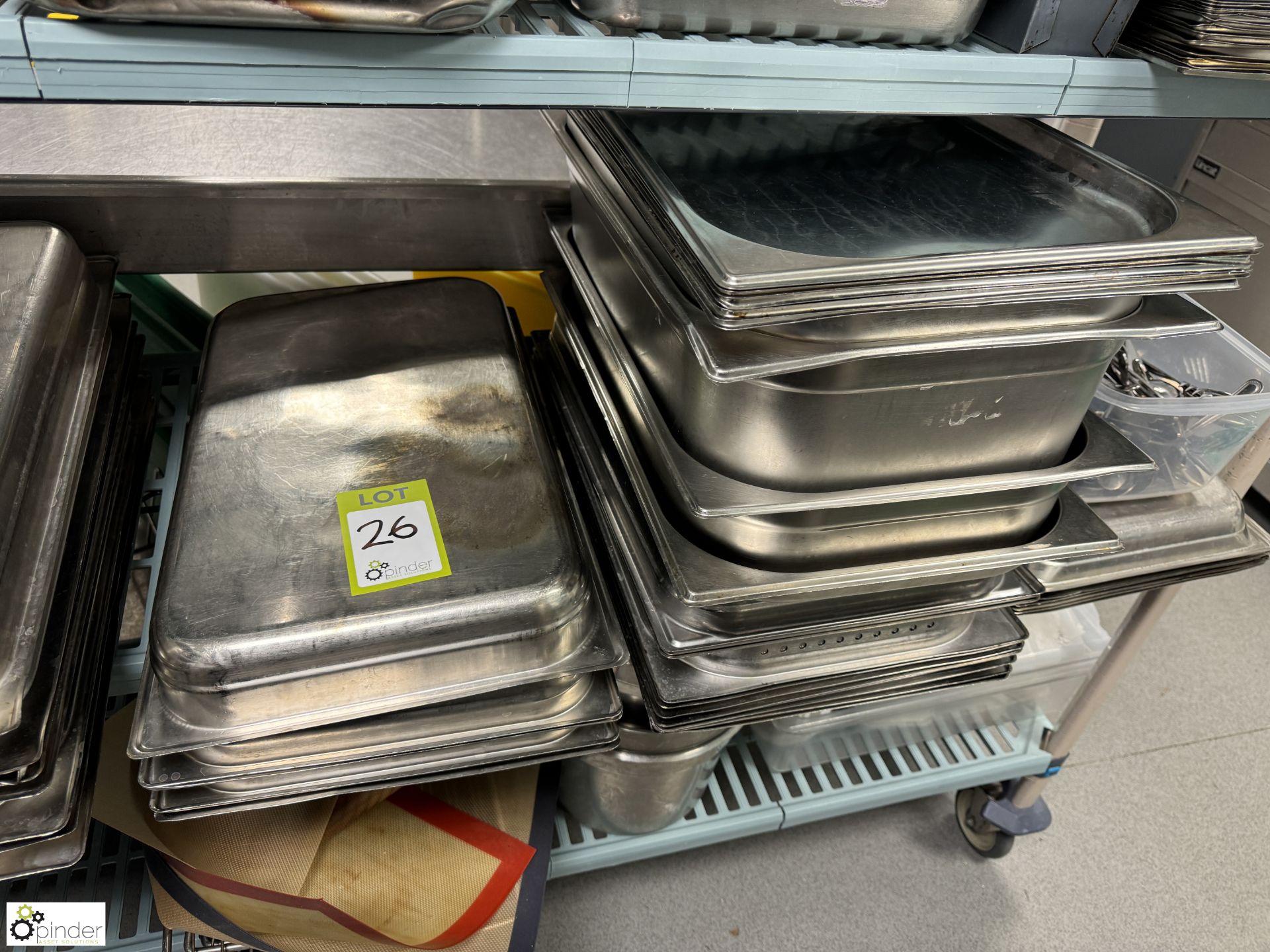 Large quantity Cooking Trays, etc, to rack (rack not included) (location in building – basement - Image 6 of 9