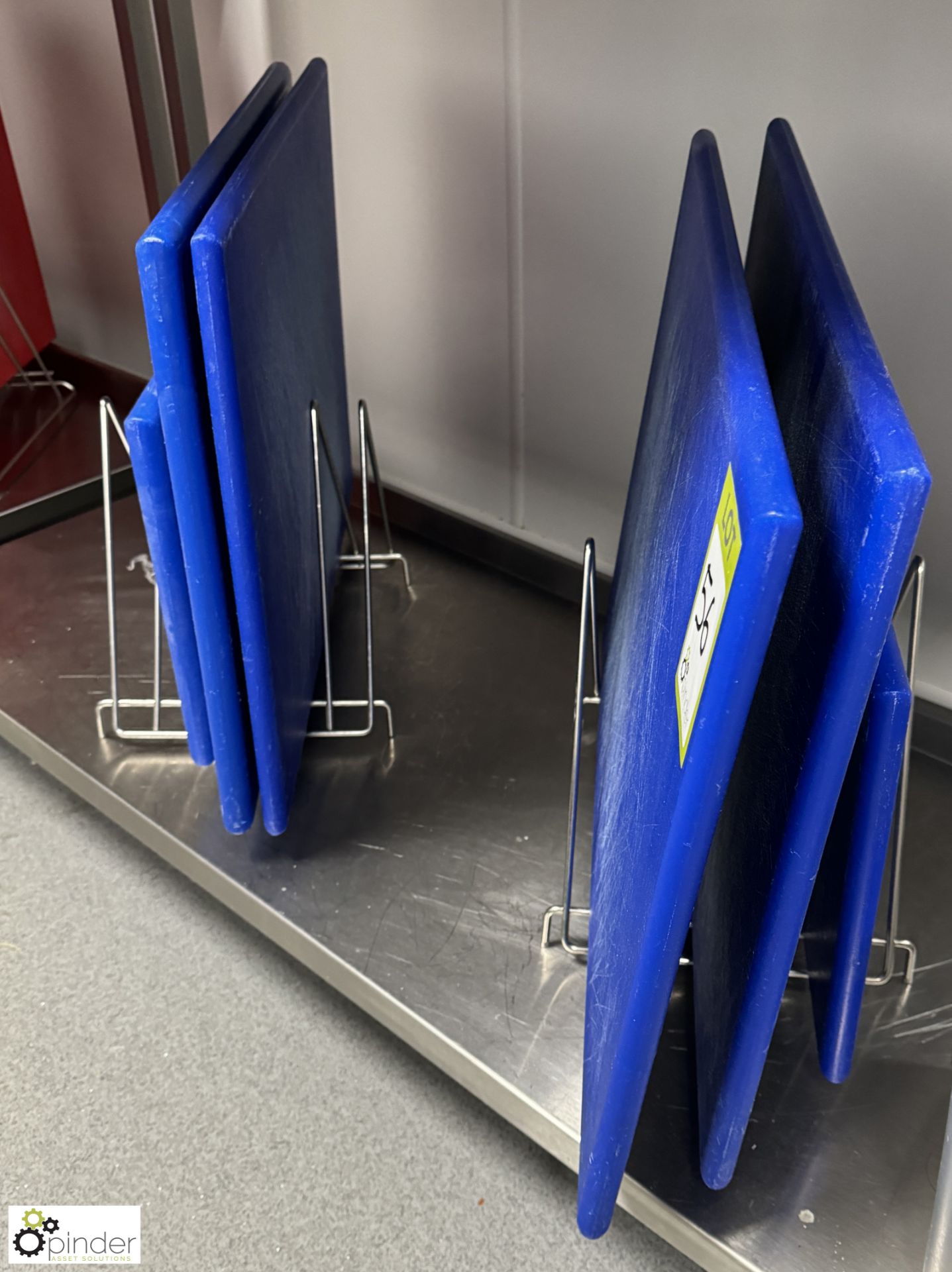 6 blue Nylon Chopping Boards and 2 Stands (location in building – basement kitchen 2) - Image 2 of 3