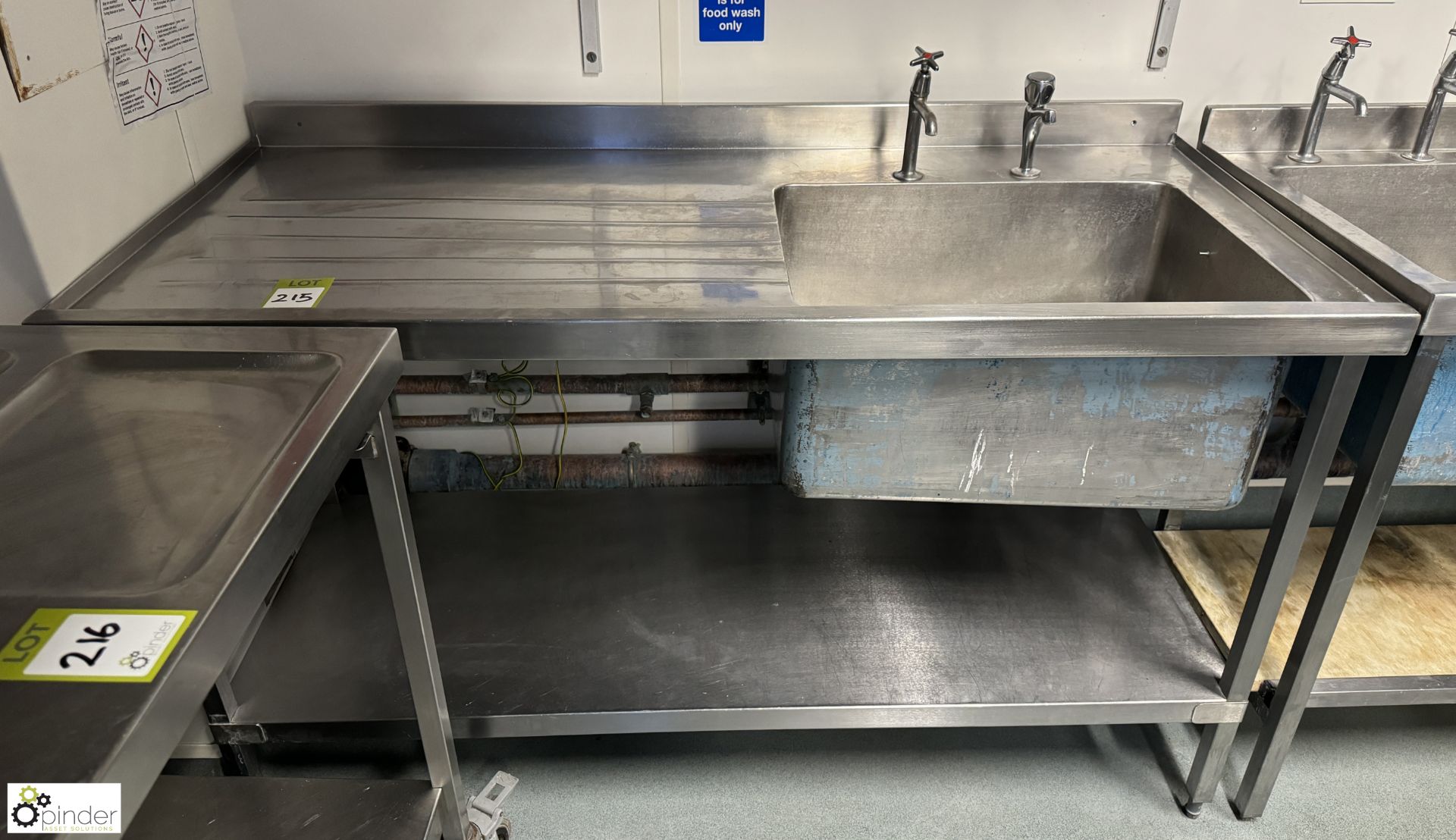 Stainless steel single bowl Sink, 1500mm x 700mm x 880mm (location in building - level 23 kitchen)