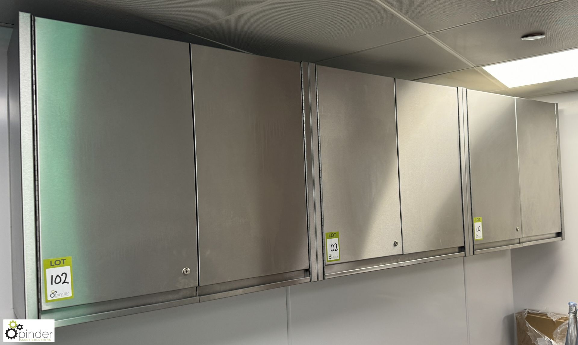 3 stainless steel wall mounted Cabinets, 900mm x 350mm x 800mm (location in building – basement - Image 2 of 4