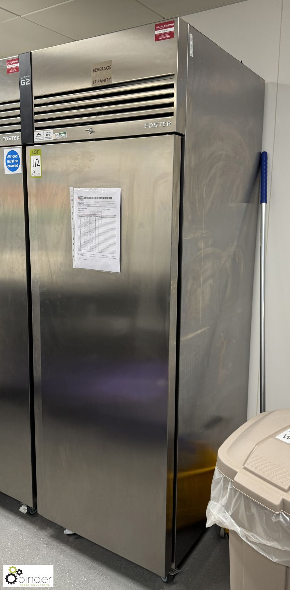 Foster Eco Pro G2 EP700H stainless steel mobile single door Fridge, 240volts, 700mm x 820mm x 2070mm - Image 2 of 5