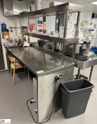 Stainless steel Servery, with twin deck heated pass, 415volts, 2210mm x 800mm x 910mm (counter),