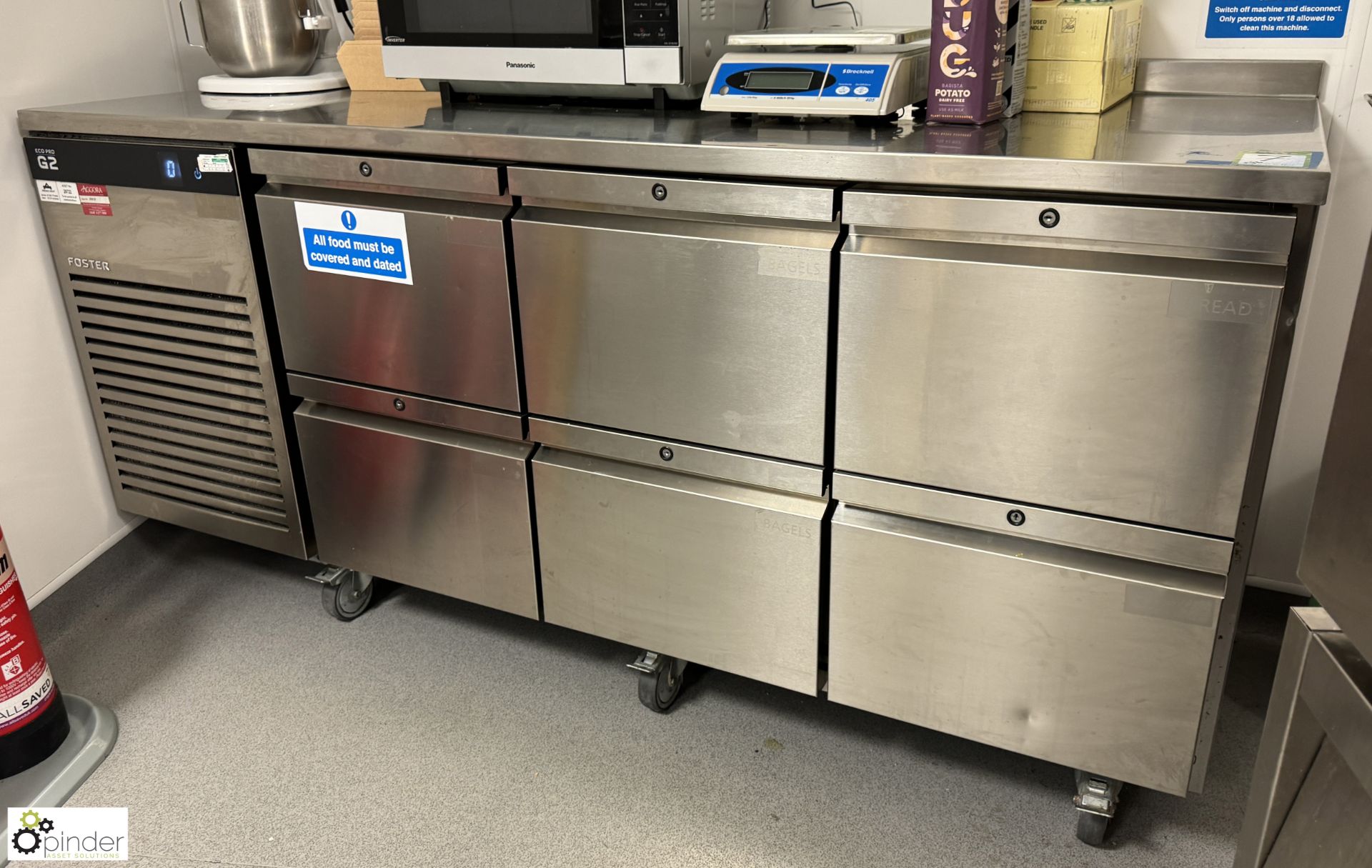 Foster G2 mobile stainless steel 6-drawer Chilled Counter, 240volts, 1870mm x 700mm x 880mm ( - Image 2 of 5