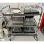 Stainless steel 3-tier Trolley, 800mm x 530mm (location in building – basement kitchen 2)