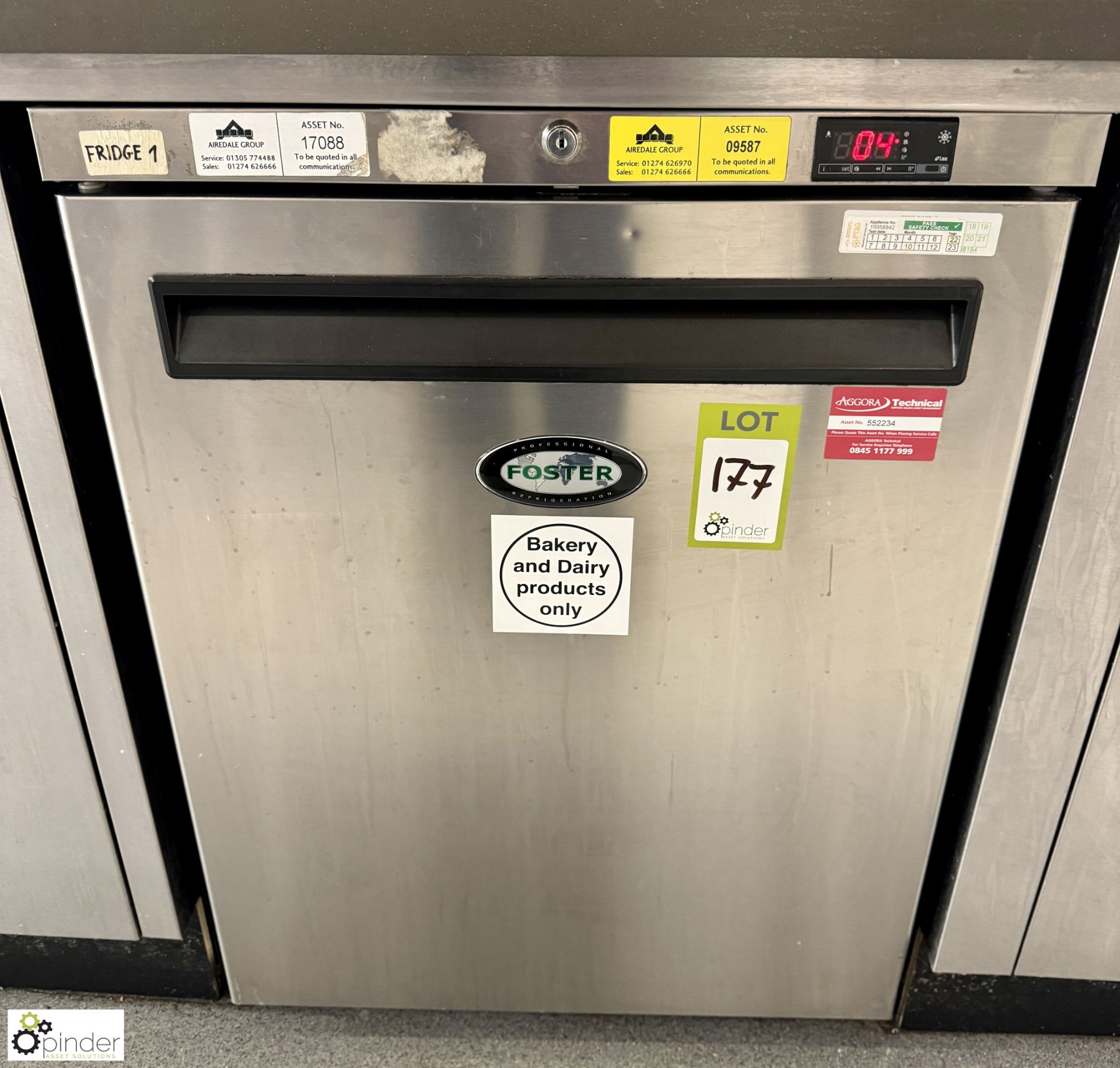 Foster stainless steel under counter Fridge, 240volts (location in building - level 11 café area)