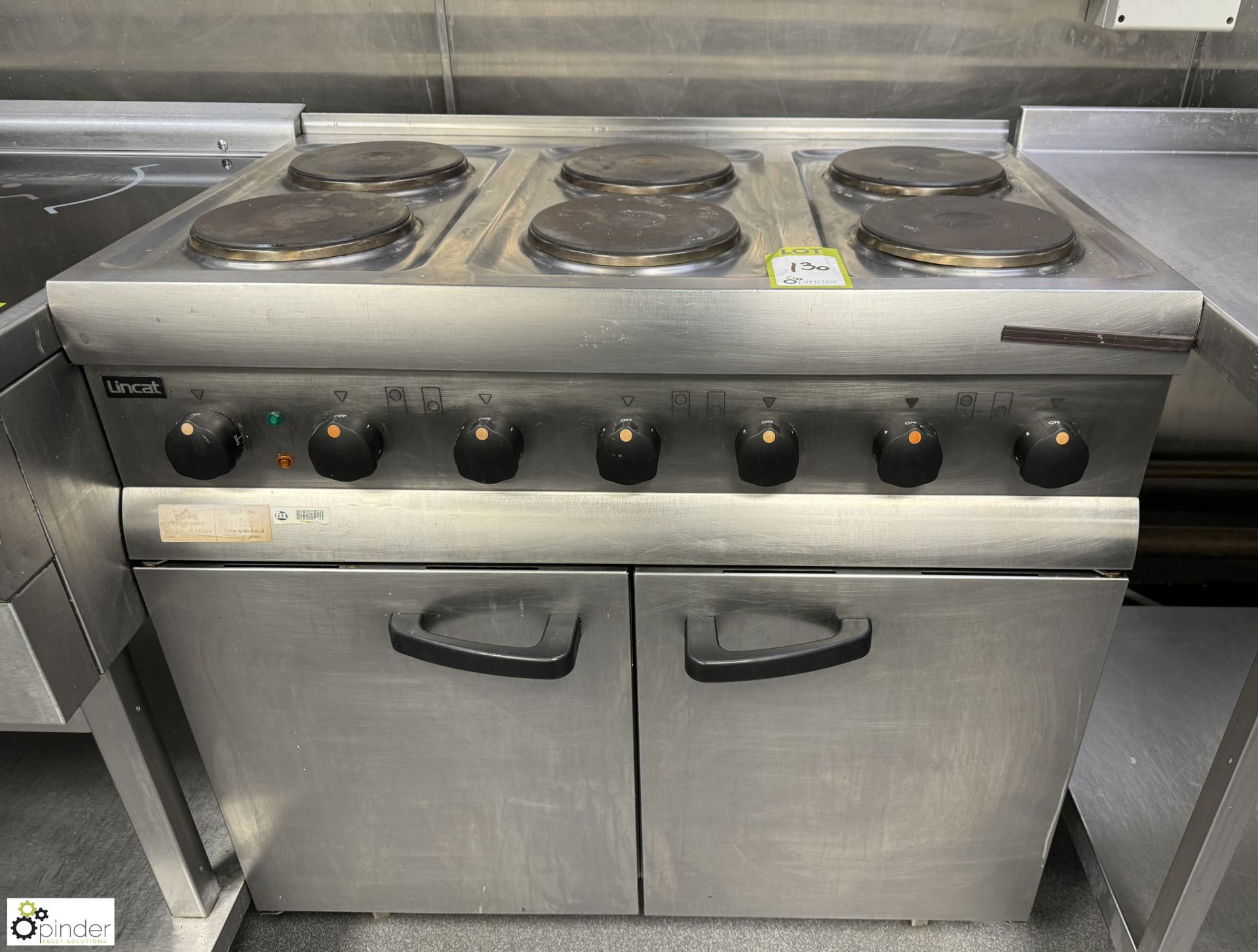 Lincat stainless steel electric 6-hob Cooking Range, 415volts, 900mm x 600mm x 900mm (location in