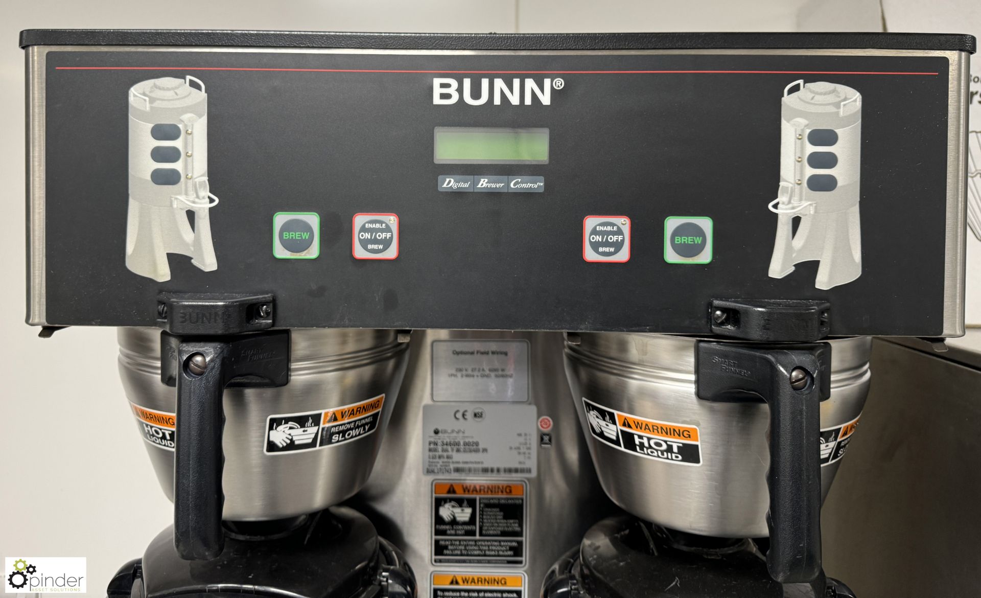Bunn Dual TF DBC dual digital Coffee Brew Station, 240volts, with 3 dispensing flasks (location in - Image 5 of 6