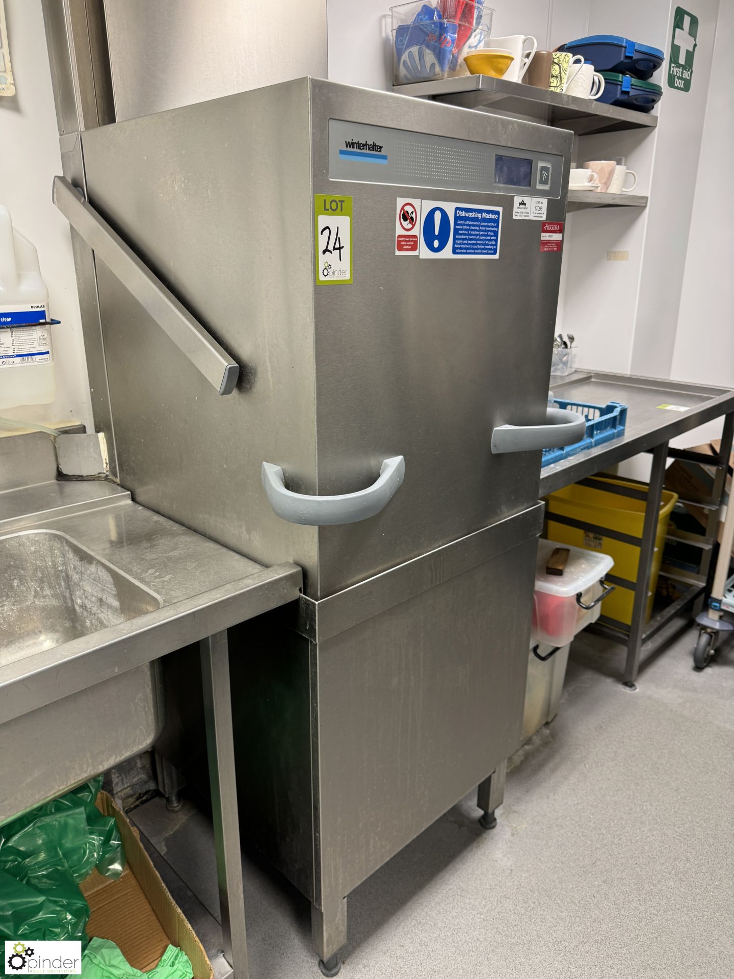 Commercial Dish Wash System, comprising Winterhalter stainless steel single tray dishwasher, - Image 6 of 10