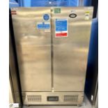 Foster FSL800H stainless steel mobile double door Fridge, 1200mm x 680mm x 1880mm, 240volts (