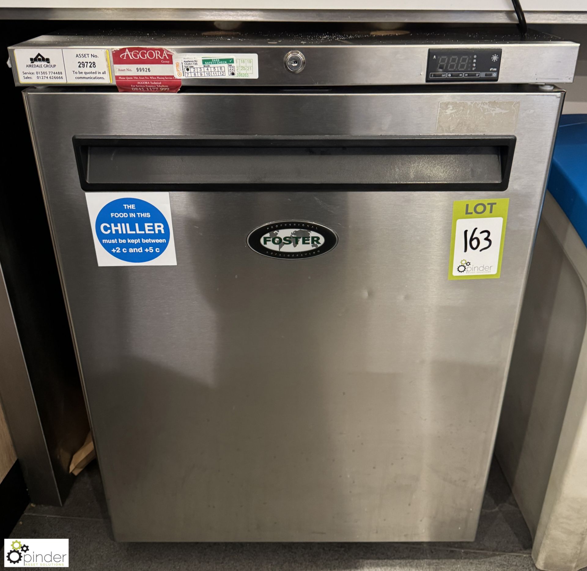 Foster HR150-A stainless steel under counter Fridge, 240volts (location in building - level 11