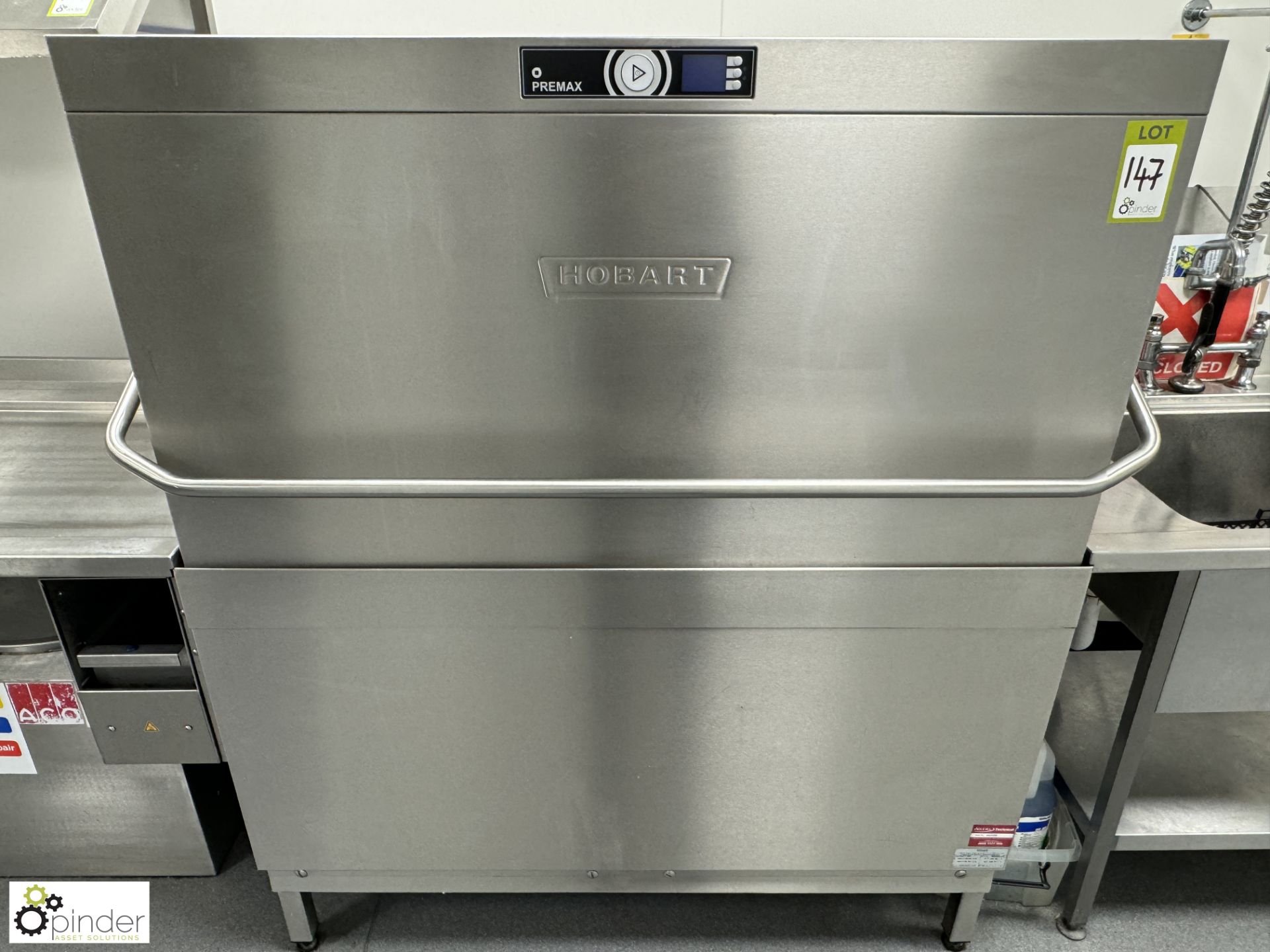 Hobart AUPT-10A stainless steel twin tray Commercial Dishwasher, 415volts, with wash down sink, - Image 3 of 11
