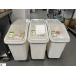 3 Cambro mobile Ingredients Bins (location in building – basement kitchen 2)