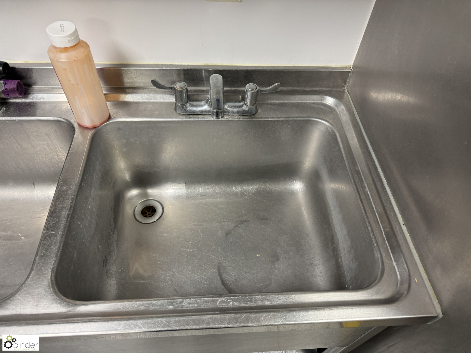 Stainless steel twin bowl Sink, 1800mm x 650mm x 870mm (location in building – basement kitchen 1) - Bild 3 aus 5